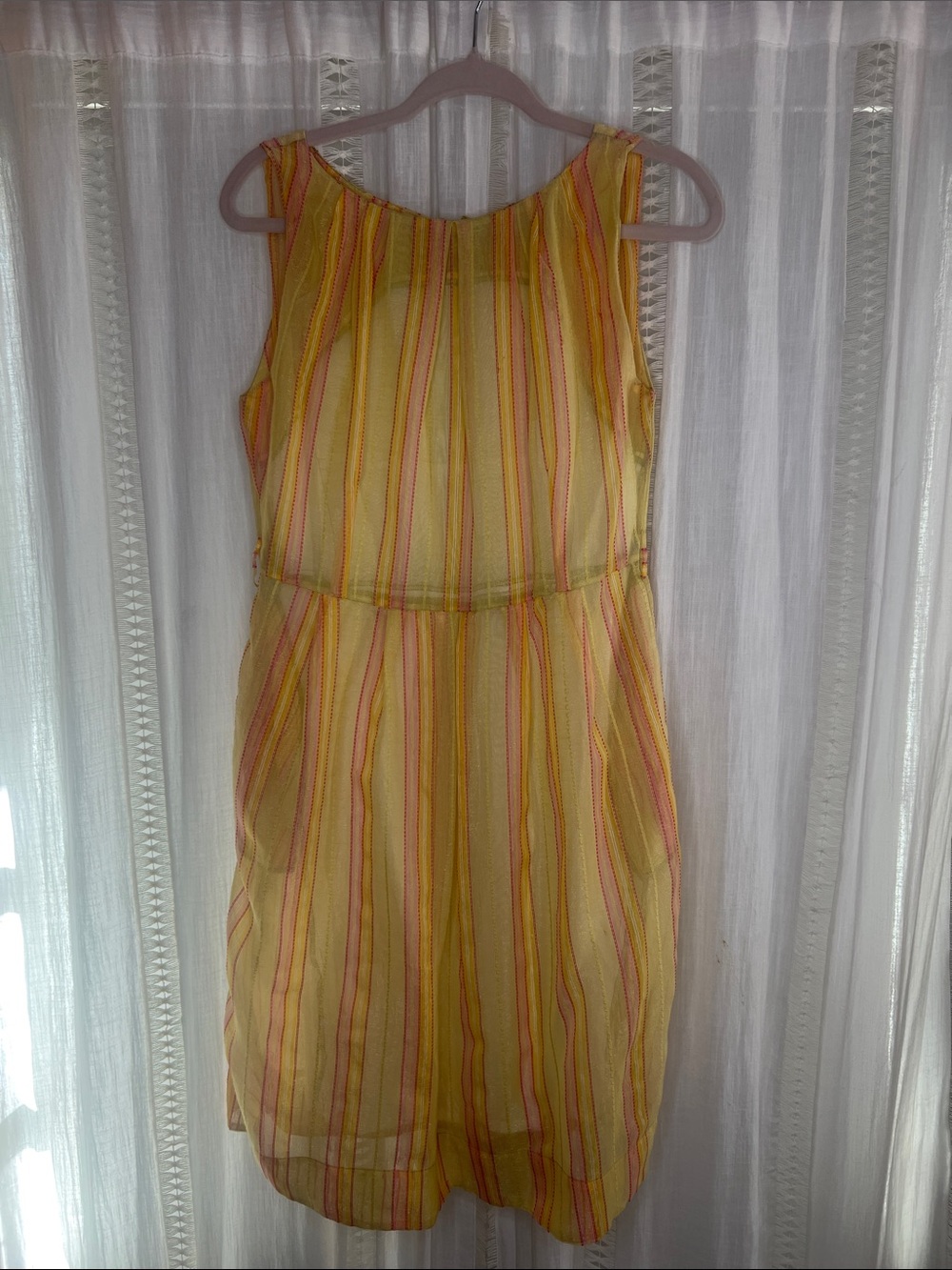 Sleeveless Yellow Striped Midi Dress